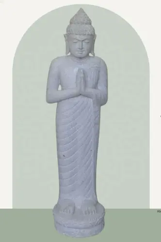 Product image of the product “Standing Buddha made of Riverstone, position Namaskara , H. 120cm. ”